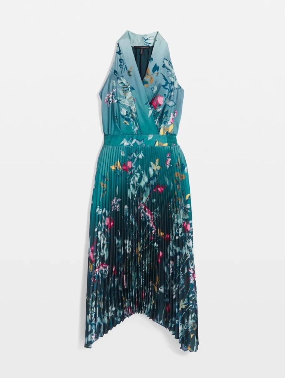 WHBM Sleeveless Shawl Neck Pleated Midi Dress - Picture 6 of 11